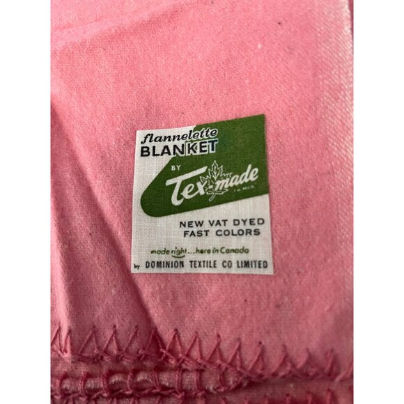 NWT VTG Twin Lamsdowne Tex-made 70x90 Flannelette Flannel Sheet Blanket Pink - Picture 3 of 9
